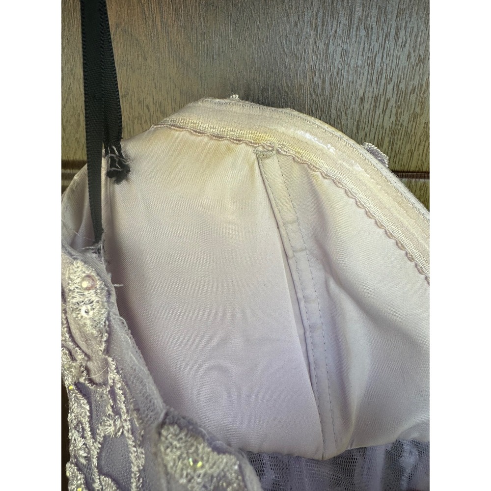 Alyce Paris Lilac Tulle Ruffle Ball Prom Gown Strapless Lace Corset Dress SZ 0 - Picture 12 of 12